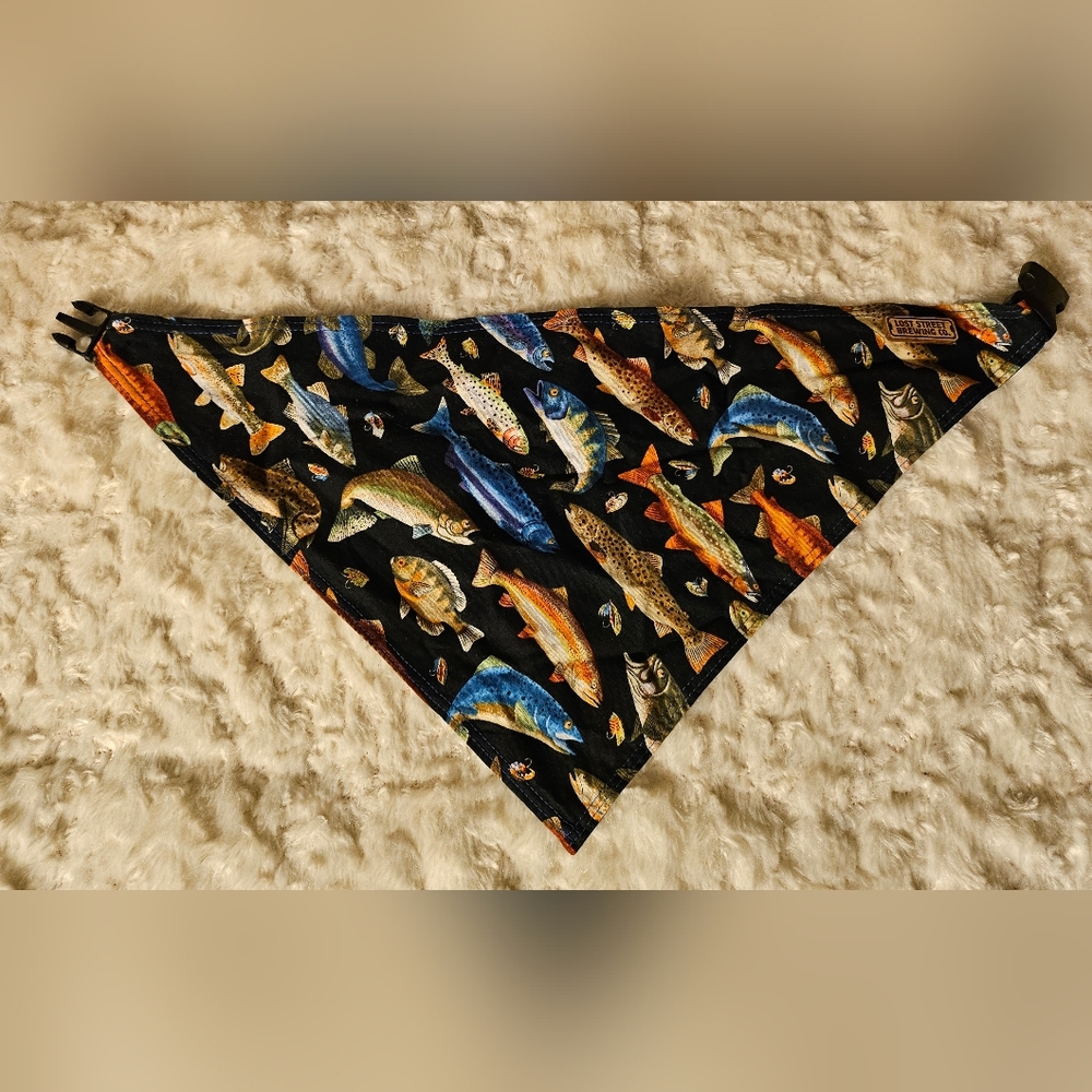 Dog Scarf, Lost Street Brewing Co., Size L/XL, Fish, Blue